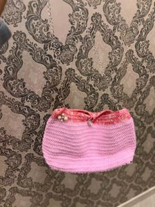 Handcrafted Pink Crochet Shoulder Bag