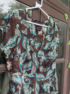 Brown Paisley Print Top