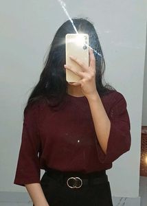 Burgundy T-Shirt Made In Korea