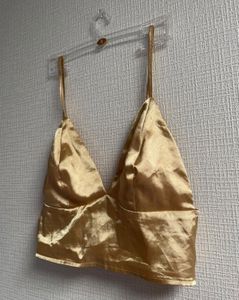Gold Satin Bralette shein