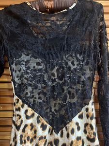 Sexy Back Lace Leopard Print Mini Dress