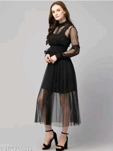 amazing beautiful black dress net febric same dres