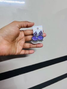 Purple Stone Drop Earrings