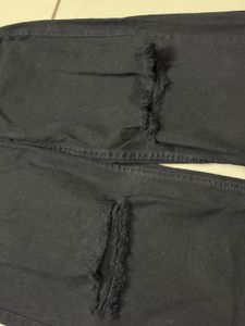 Black Ripped Straight Leg Jeans