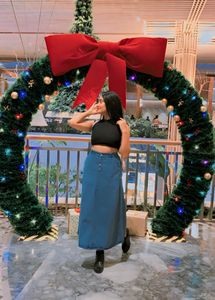 Trending Blue long Denim Skirt
