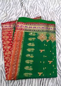 beautiful green colour saree