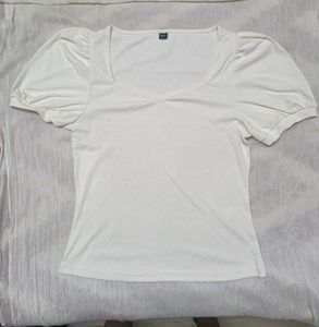 White Puff Sleeve Top