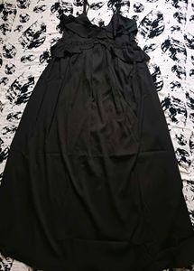 Black Ruffle Detail Maxi Dress