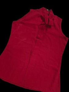 Maroon Cut Sleeves Top