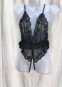 162812. Black Lace Lingerie Bodysuit