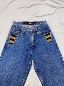 Vintage Striped Pocket Jeans