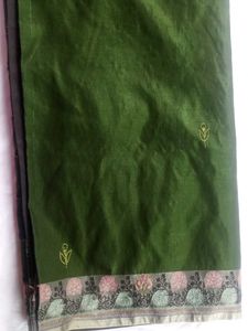 Green Saree With Embroidery Work