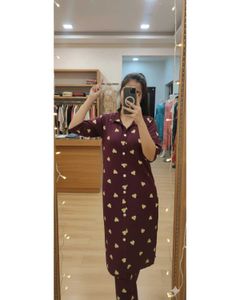 Maroon Heart Print Co-ord Set | Stylish
