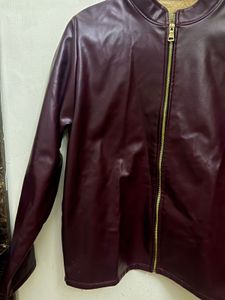 Burgundy Faux Leather Jacket (buy1get1)