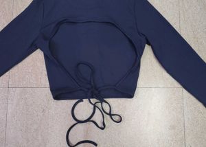 Navy Blue Crop Top
