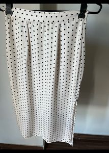 H&amp;M Satin, Polka Dot Long Skirt With Slits