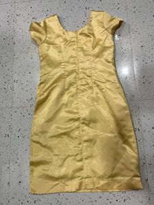 Yellow Stitched Satin Dress 💛