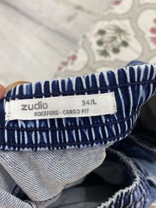 Blue Denim Cargo Joggers