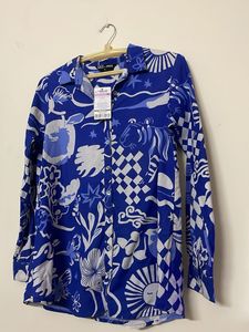 Max Printed Blue Shirt Women