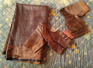 Purple Banarasi Silk Saree With Blouse