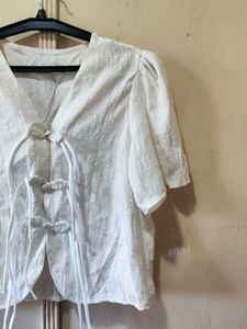 Vintage White Floral Blouse