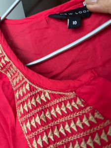Red Top With Embroidery