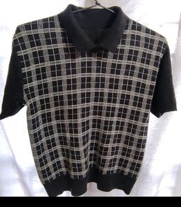 Retro Plaid Knit Polo