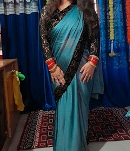 Grey Saree With Black Border