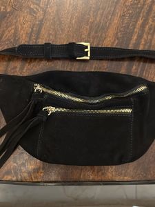 Black Suede Waist Bag