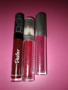 (Pink red  maroon) 3 Lipsticks nybae and dazler