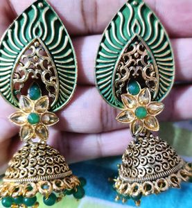 Green Jhumkas
