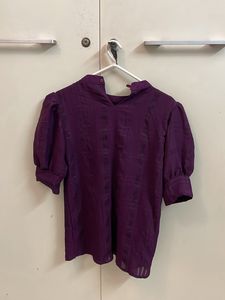 Purple Puff Sleeve Top