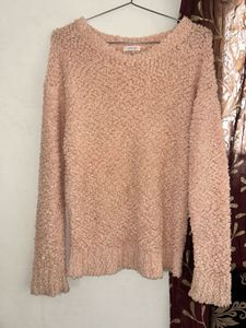 Soft Blush Teddy Knit Oversized Top (M)
