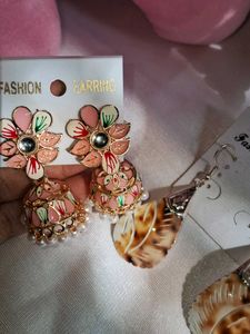 Floral Jhumka Earrings (one pair free)