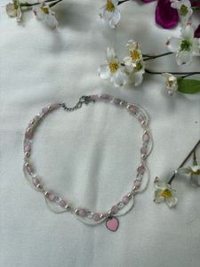 Handmade Pink Heart Charm Necklace