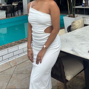 White Cut Out Dress From Waist