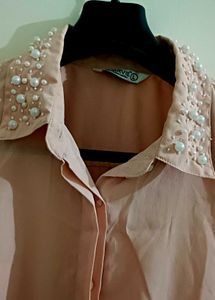Vintage Pearl Collar Shirt For Women