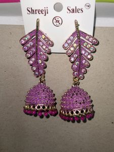 Leave Pattern Jhumkhas Earing