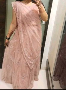 Peach Floral Saree