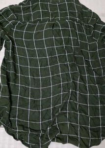 Olive Green Grid Round Neck Tunic