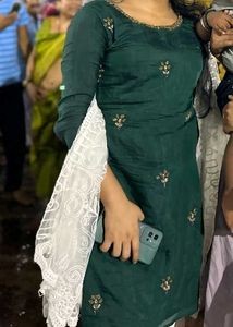 Green Embroidered Kurta Set