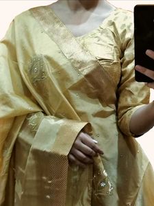Golden Banarasi Silk Saree