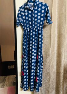 Blue Polka Dot Maxi Dress