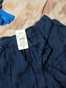 Blue Tie Waist Shorts