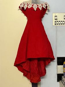 Pintrest Princess Having Cancan Red High-Low Dress