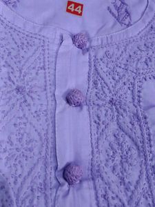 New Lavender Embroidered Lucknowi Kurta