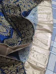 Elegant Blue &amp; Gold lahenga