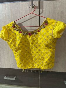 Yellow Embroidered Designer Blouse