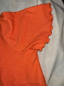 Ribbed Orange T-Shirt