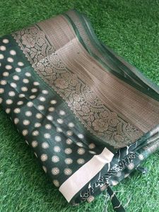 Green Polka Dot Silk Saree